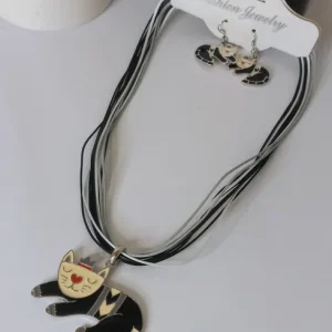 Parure chat noir et blanc (Fantaisie) P0424