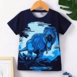 tee shirt enfant dinosaure bleu