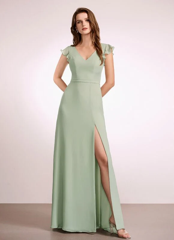 Robe Temoin Mariage Vert Sauge