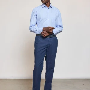 CHEMISE DROITE RAYÉE BLEUE