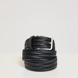 CEINTURE CUIR TRESSE MARINE