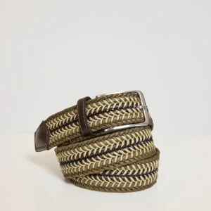 CEINTURE CUIR TRICOLOR KAKI