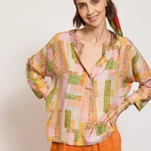 TOP EN SOIE ABORIGÈNE BEIGE