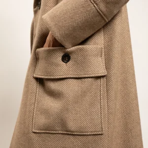 MANTEAU LONG EN CHEVRONS CAMEL