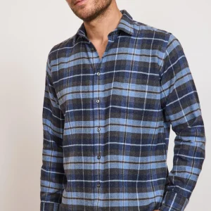 CHEMISE DROITE TARTAN BLEU