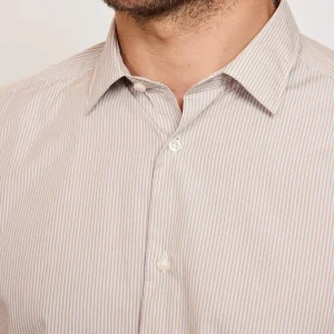 CHEMISE AJUSTÉE SPORT RAYURES SABLE