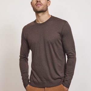 PULL EN LYOCELL ET COTON MARRON