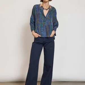 JEAN EN JERSEY FRANGÉ MARINE