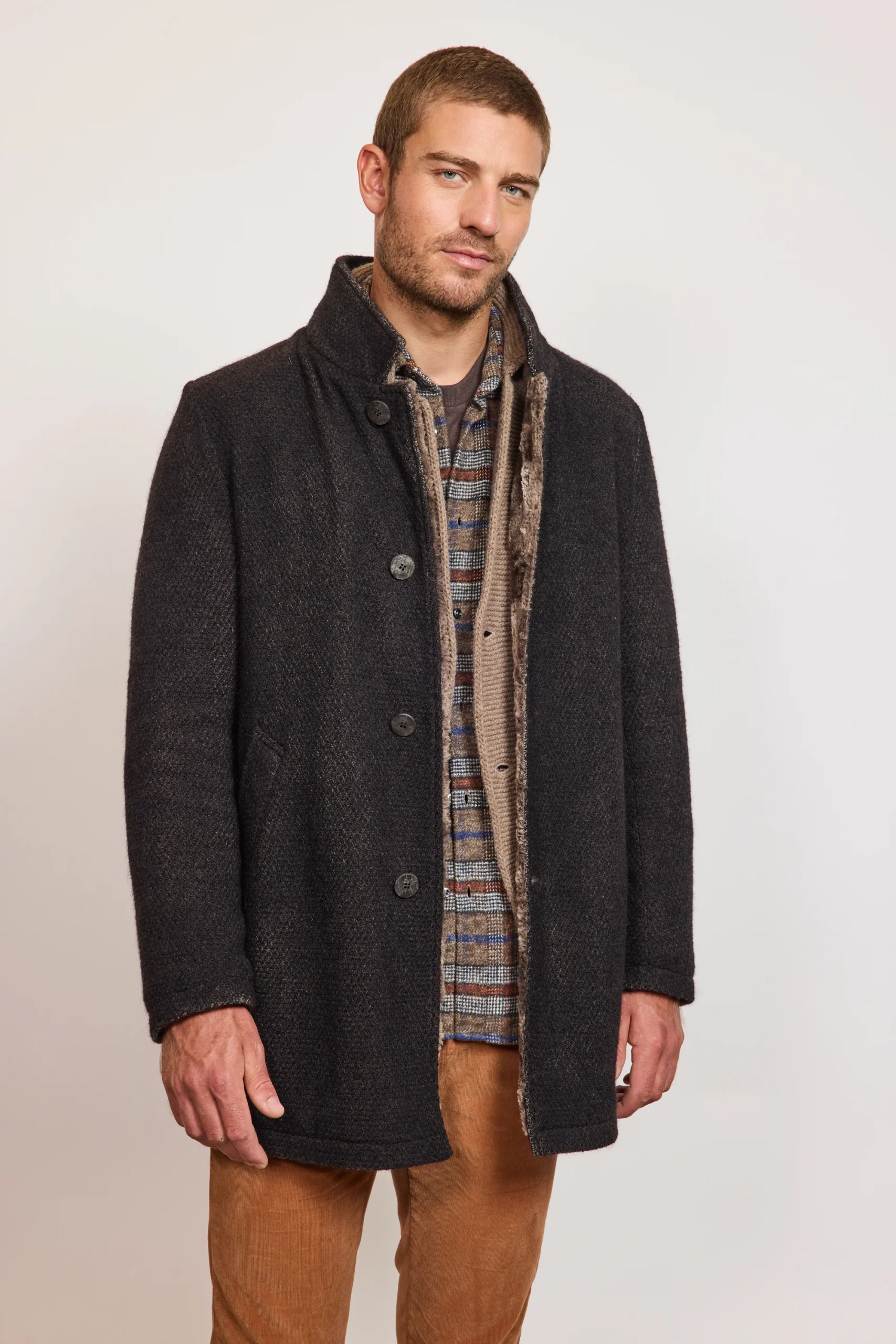 MANTEAU LAINE BLANCHIE CHOCOLAT – Image 2