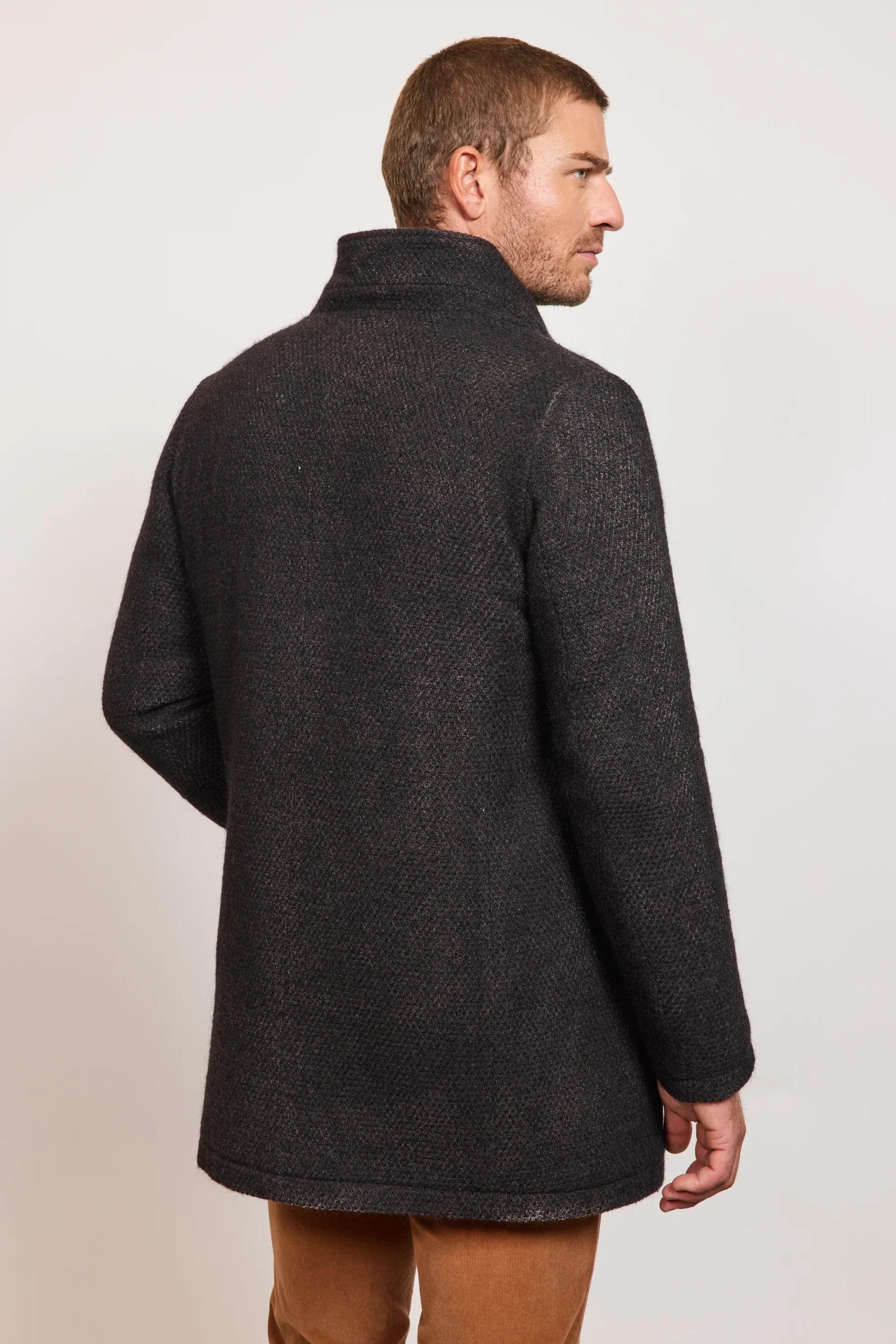MANTEAU LAINE BLANCHIE CHOCOLAT – Image 3