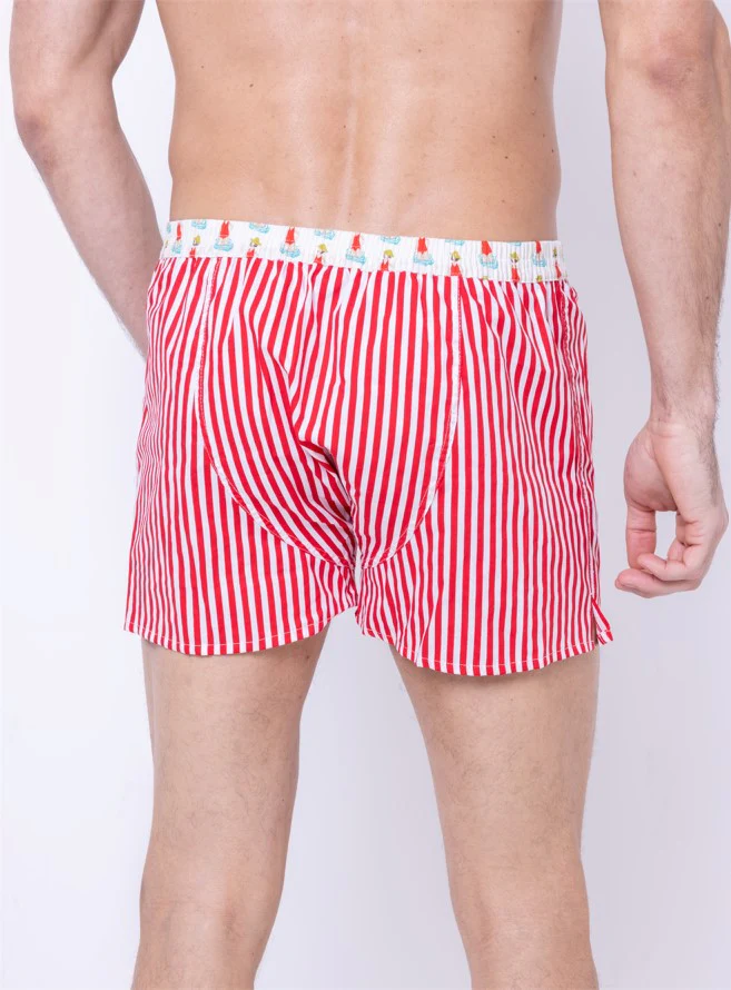 Le Grand Bain - Caleçon En Coton Rouge, Blanc, Turquoise – Image 4