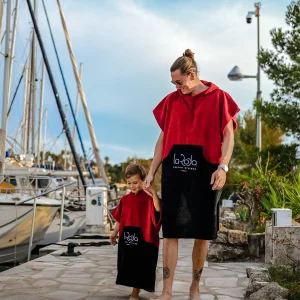 Poncho Adulte - Rouge-noir