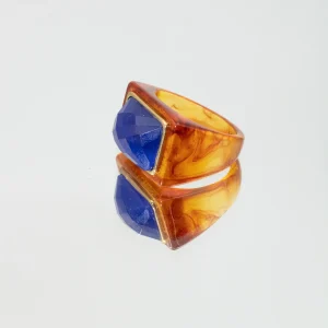 BAGUE UNO AMBRE QUARTZ BLEU