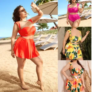 Maillot de Bain Grande Taille Amincissant avec Jupette