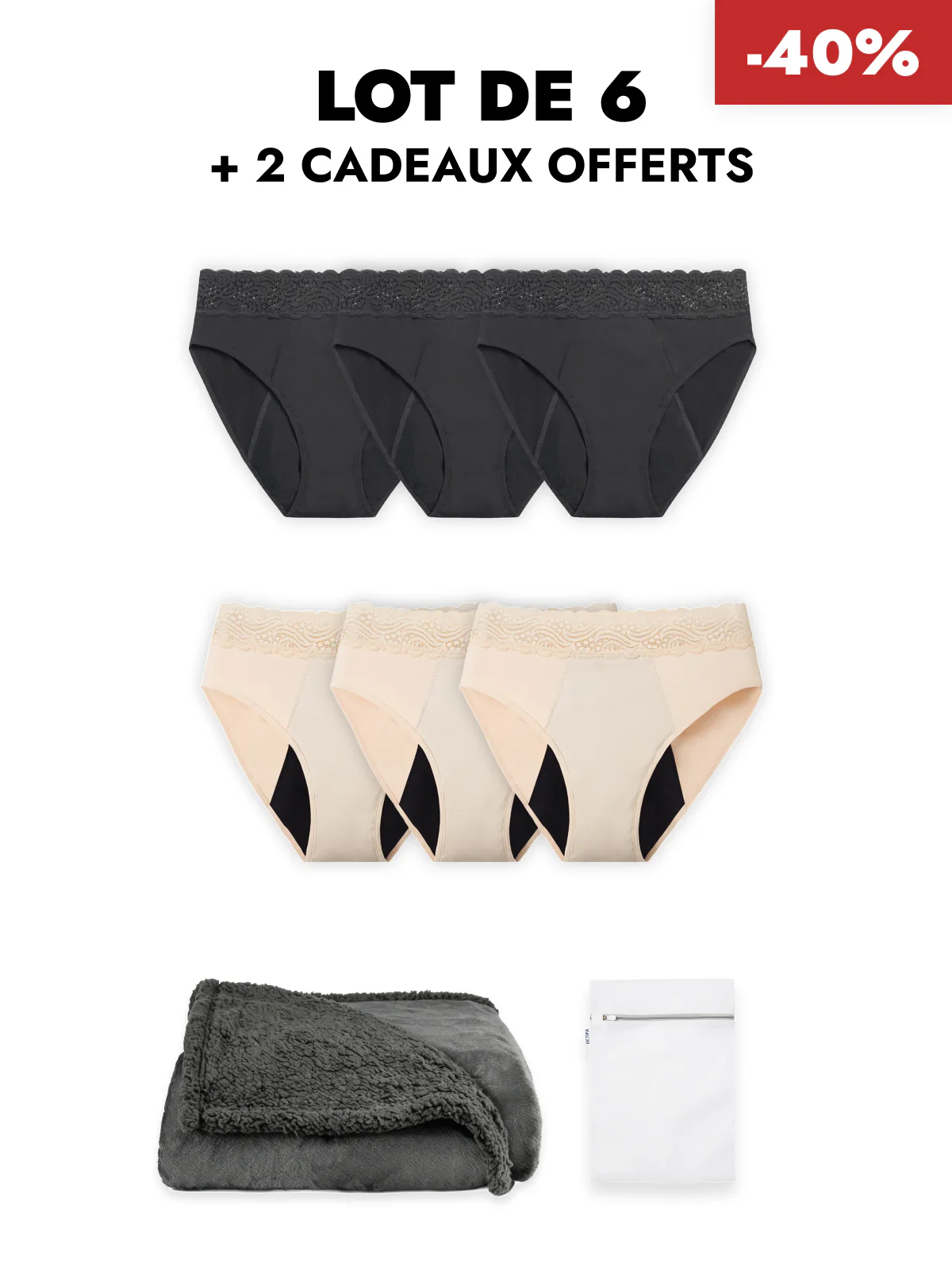 Pack Soldes d'Hiver - Culottes d'incontinence taille haute dentelles