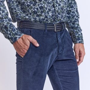 PANTALON VELOURS LISSE MARINE