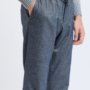 PANTALON COTON ASPECT FLANELLE MARINE