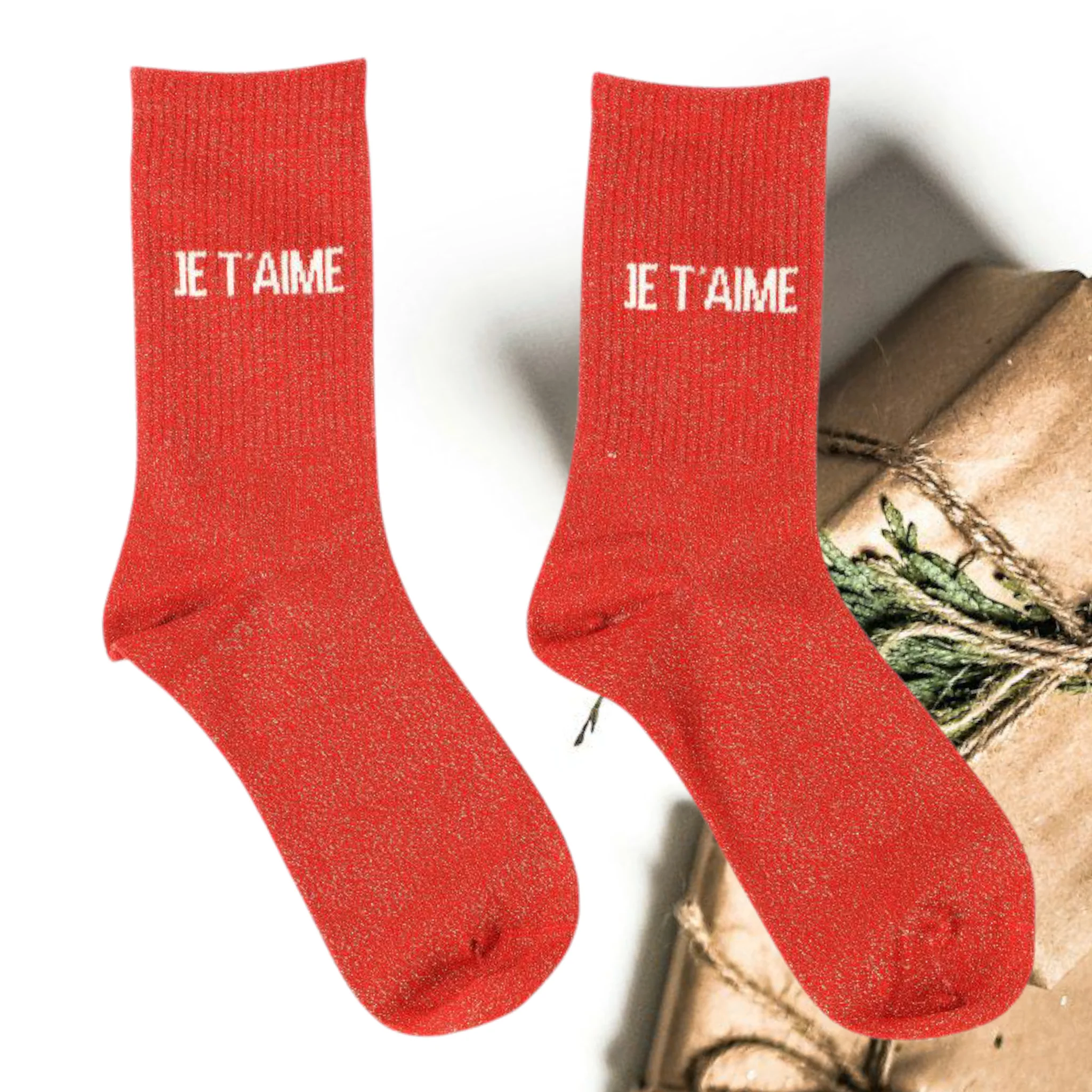 Chaussettes Message à paillettes - Chaussettes Je t'aime