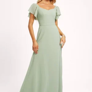 Robe Satinee Vert Sauge
