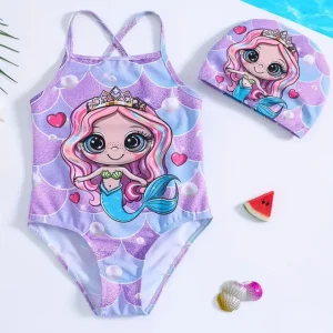 Maillot de bain bébé + bonnet Sirène
