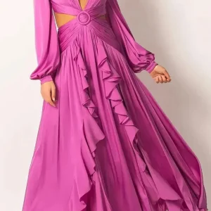 Robe Demoiselle D'Honneur Fuchsia Décolleté En V - Mila