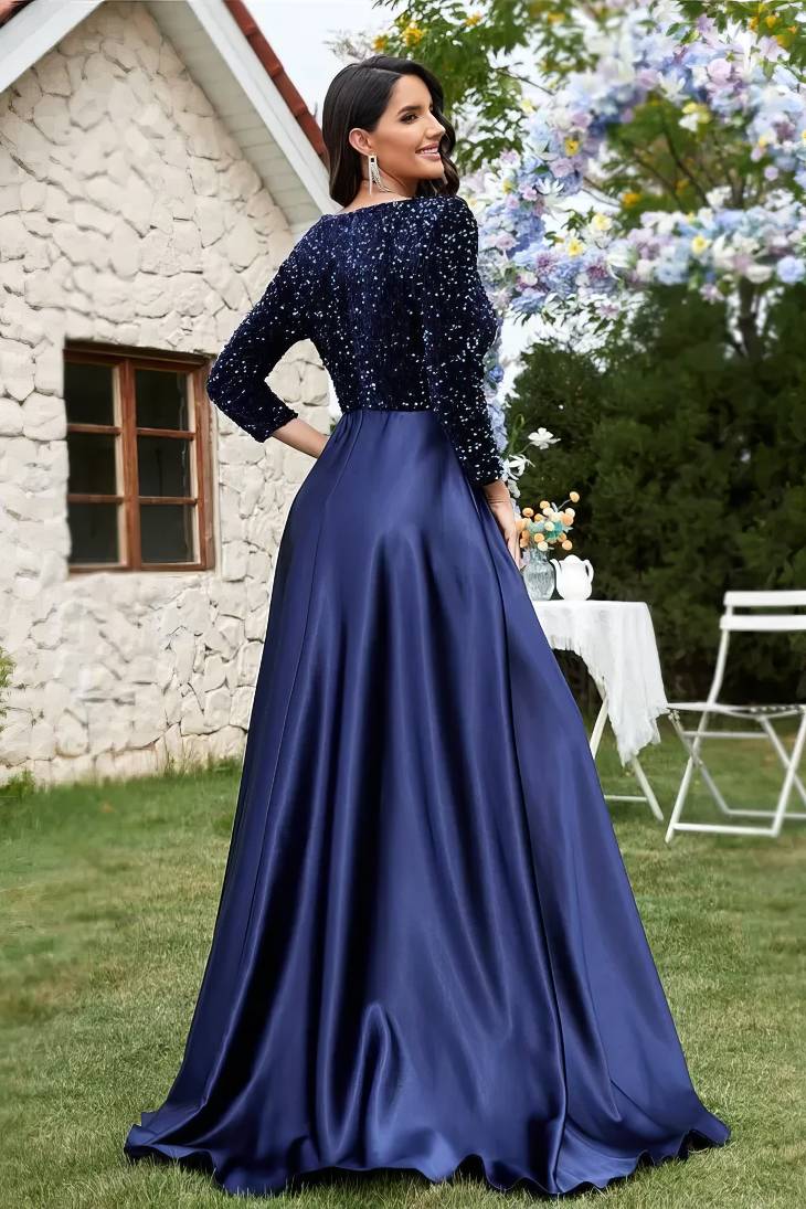 Robe Demoiselle D'Honneur Ligne A Jupe Ample Bustier À Paillettes Ceinture À Boucle - Rosalia – Image 2