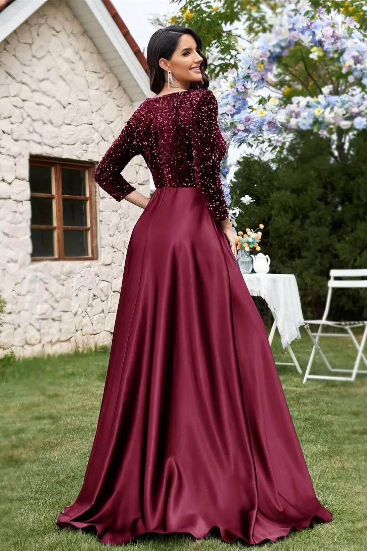 Robe Demoiselle D'Honneur Ligne A Jupe Ample Bustier À Paillettes Ceinture À Boucle - Rosalia – Image 8