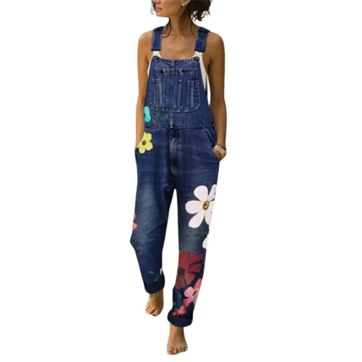 Salopette Fleurie en Denim pour Femme – Image 2