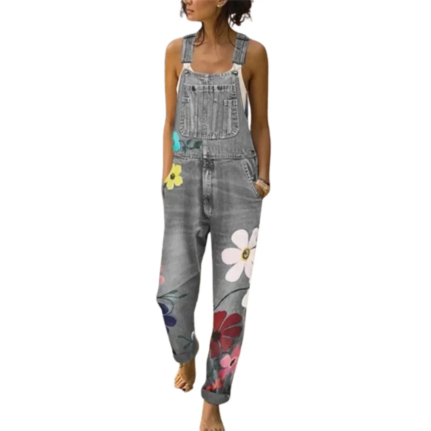 Salopette Fleurie en Denim pour Femme – Image 3
